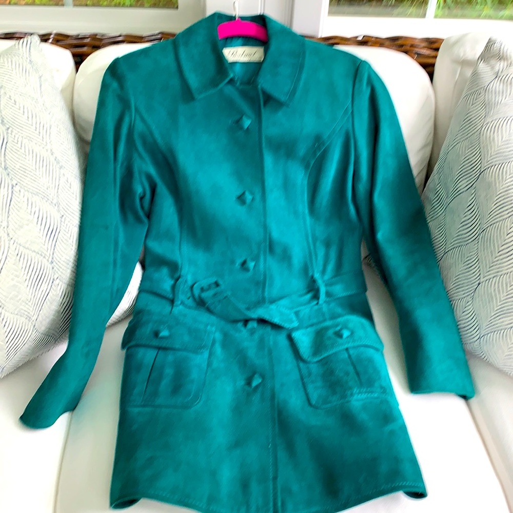 XSmall custom made in Madrid suede car coat.